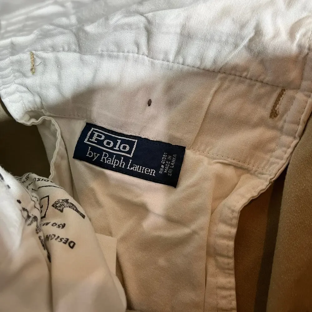 Polo Ralph Lauren Chino Shorts Mens Size‎ 38 Brown Flat Front Casual Preppy